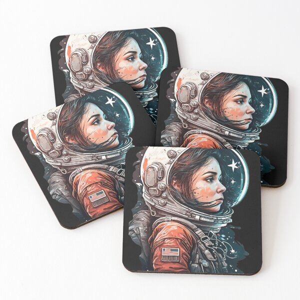 Item preview, Female Astronaut in Orange Suit: Cosmic Exploration designed and sold by BeUniqueCo.