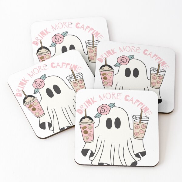 Item preview, Cute ghost drinking caffeine  designed and sold by Kelli Campbell.