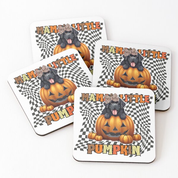 Item preview, "Mama's Little Pumpkin" - Newfoundland in Halloween Pumpkin with Checkered Background designed and sold by GoodyPaws.