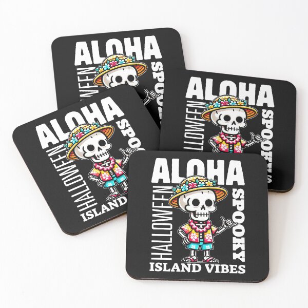 Item preview, Aloha Halloween Island Vibes: A Skeletal Serenade Of Sunset Hues designed and sold by SplashTastic.