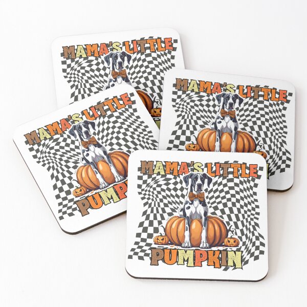 Item preview, "Mama's Little Pumpkin" - Great Dane in Halloween Pumpkin with Checkered Background designed and sold by GoodyPaws.