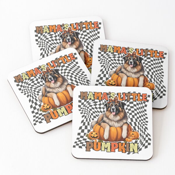 Item preview, "Mama's Little Pumpkin" - Caucasian Shepherd in Halloween Pumpkin with Checkered Background designed and sold by GoodyPaws.