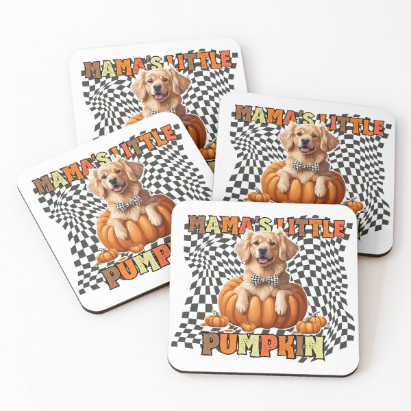 Item preview, "Mama's Little Pumpkin" - Hovawart in Halloween Pumpkin with Checkered Background designed and sold by GoodyPaws.