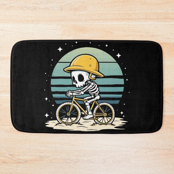 Aperçu de l'œuvre Conception amusante de squelette sur un vélo créée et vendue par Quirky Shirts.