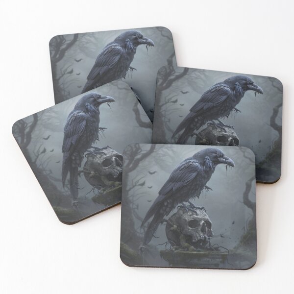 Item preview, "Gothic raven on skull art print. designed and sold by Ice Diamond Designs.