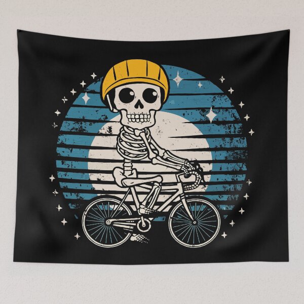 Item preview, Retro Skeleton Riding Bike Halloween Design designed and sold by Quirky Shirts.