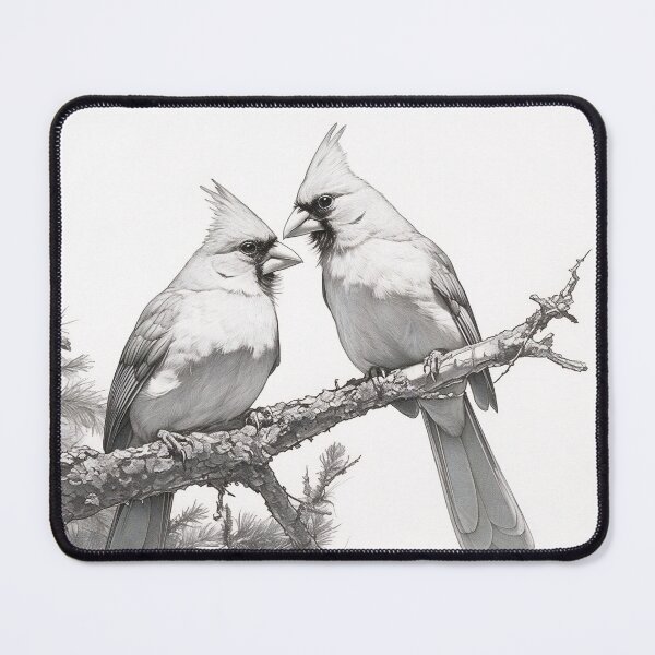 Item preview, Black and White Cardinal Pencil Drawing designed and sold by Pencil-Art.