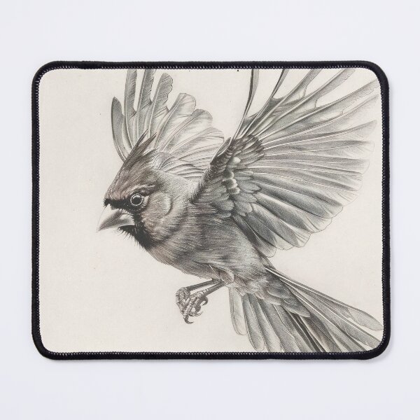 Item preview, Black and White Cardinal Pencil Drawing designed and sold by Pencil-Art.