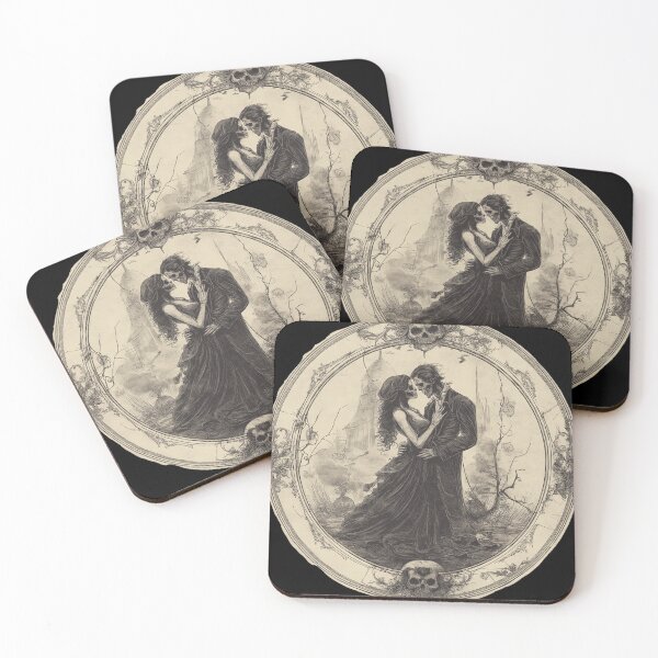 Item preview, Halloween Romantic Couple in Love | Retro Sketch Illustration designed and sold by FantasySoul.