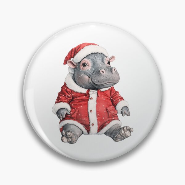 Artikelvorschau, Das entzückende Moo Deng: Niedliches Nilpferdbaby aus Thailand feiert Weihnachten entworfen und verkauft von ThaiArtShop.
