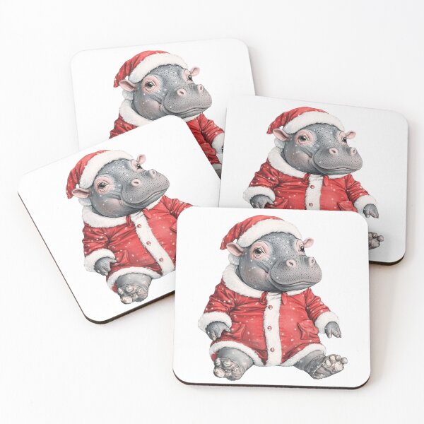 Artikelvorschau, Das entzückende Moo Deng: Niedliches Nilpferdbaby aus Thailand feiert Weihnachten entworfen und verkauft von ThaiArtShop.