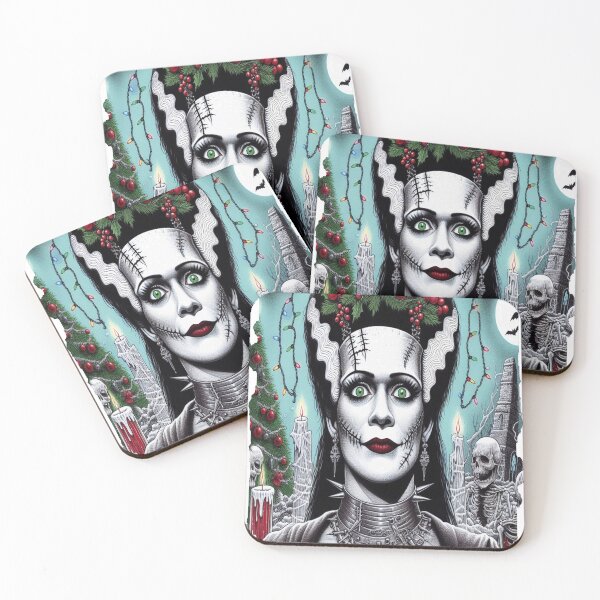 Item preview, Alternative Christmas card the bride of Frankenstein universal monsters Greeting Card designed and sold by blackdoggdesign.