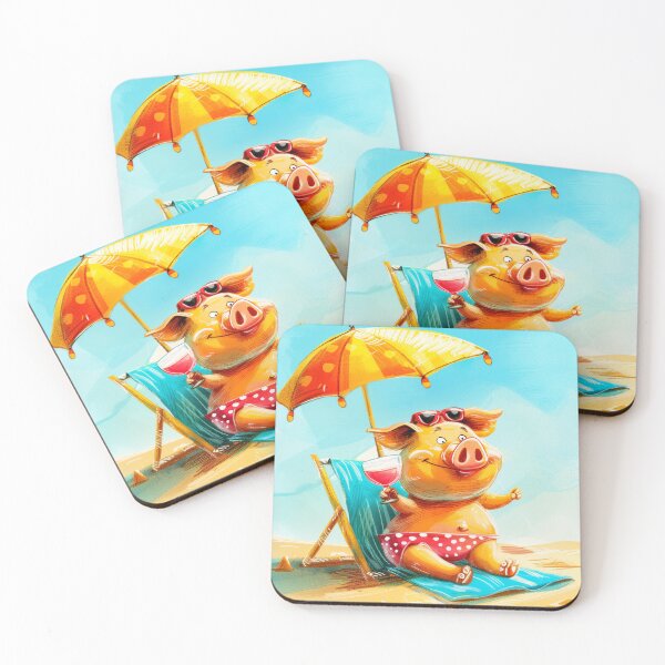 Item preview, Enjoy Life Poster - Hello Summer Beach Print | Cocktail Art Print | Cute Pig Picture | Pig Printable | Funny Adult Decor designed and sold by UpNorthArts.