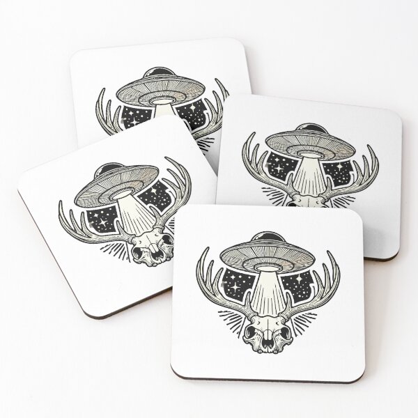 Item preview, UFO Abducting a Glowing Deer Skull designed and sold by MaateoDesign.