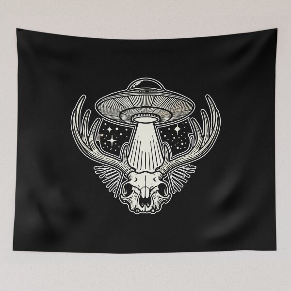 Item preview, UFO Abducting a Glowing Deer Skull designed and sold by MaateoDesign.