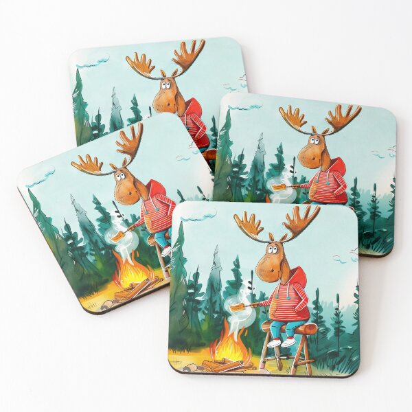 Item preview, Camping Day Art Print - Summer House Wall Art | Grilling Poster | Cute Moose | Forest Themed Home Decor designed and sold by UpNorthArts.
