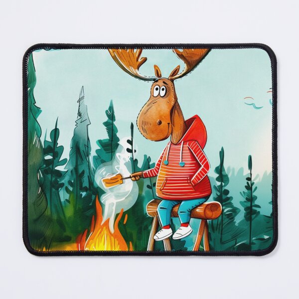 Item preview, Camping Day Art Print - Summer House Wall Art | Grilling Poster | Cute Moose | Forest Themed Home Decor designed and sold by UpNorthArts.