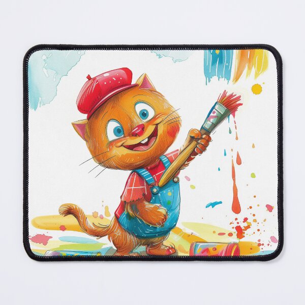 Item preview, Nursery Cat Print - Cute Cat Drawing | Colourful Poster for Kids Room | Rainbow Art | Gift for Painting Loving Kids designed and sold by UpNorthArts.