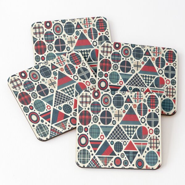 Item preview, Geometric Plaid Fusion: Bold Triangles, Circles & Squares Pattern designed and sold by BaliChili.