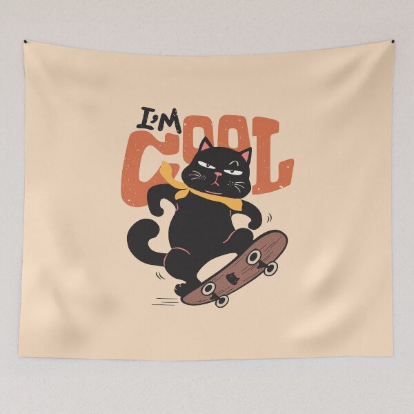Item preview, Black Cat on Skateboard designed and sold by LazyCaat.