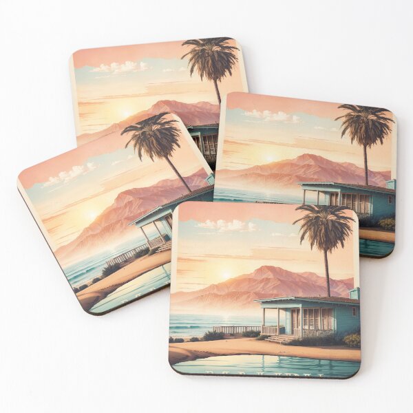Item preview, Golden Waves: Vintage Travel Poster of Malibu designed and sold by Ceemko's Vintage Corner.