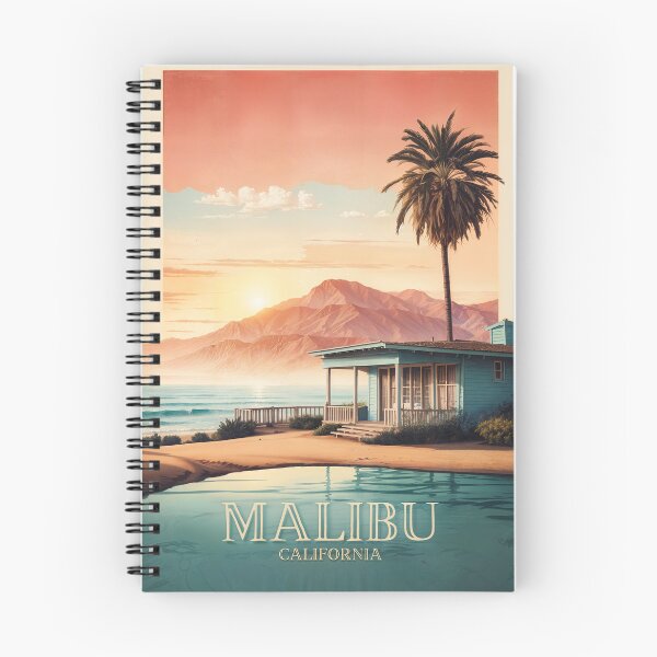 Item preview, Olas doradas: póster de viaje vintage de Malibú designed and sold by Ceemko's Vintage Corner.