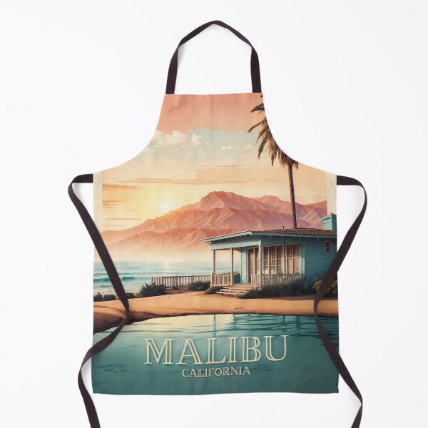 Item preview, Golden Waves: Vintage Travel Poster of Malibu designed and sold by Ceemko's Vintage Corner.