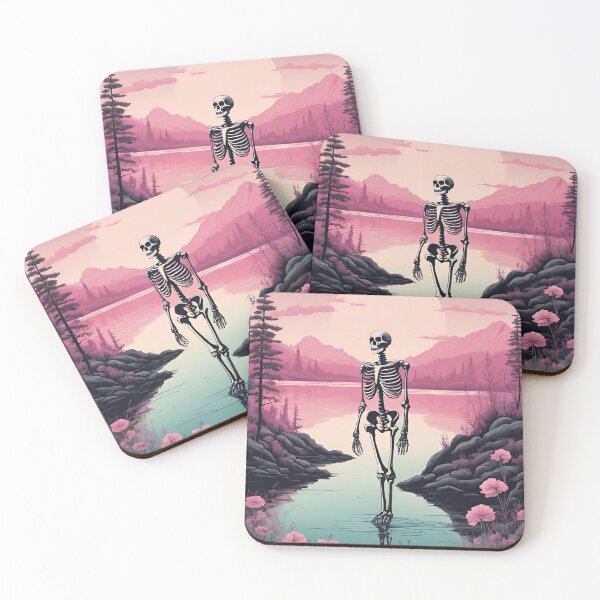 Item preview, Lonely skeleton in flowers, Red and Pink Roses, lake designed and sold by KolorellaS.