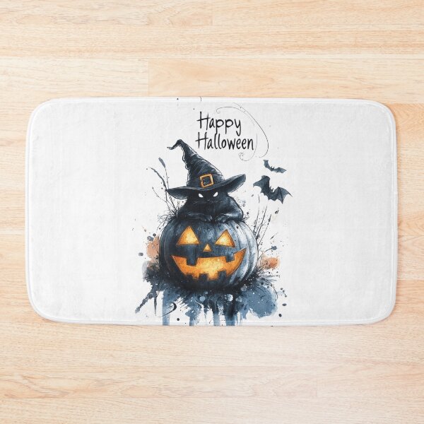 Item preview, Black Cat on Pumpkin with Halloween Message designed and sold by Fab-Haven.