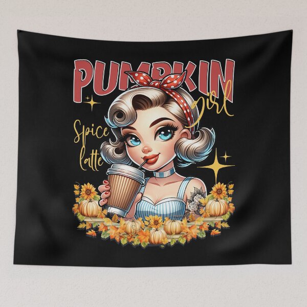 Item preview, PUMPKIN SPICE LATTE PIN-UP GIRL RETRO  designed and sold by justyna-s28.