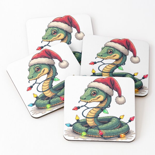 Item preview, Cute Christmas Snake in a Santa Clause hat Father Christmas all tied up in Christmas Decorations  designed and sold by Grang Art Artistic Designs.