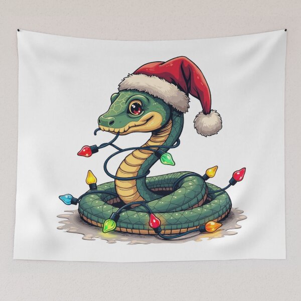 Item preview, Cute Christmas Snake in a Santa Clause hat Father Christmas all tied up in Christmas Decorations  designed and sold by Grang Art Artistic Designs.