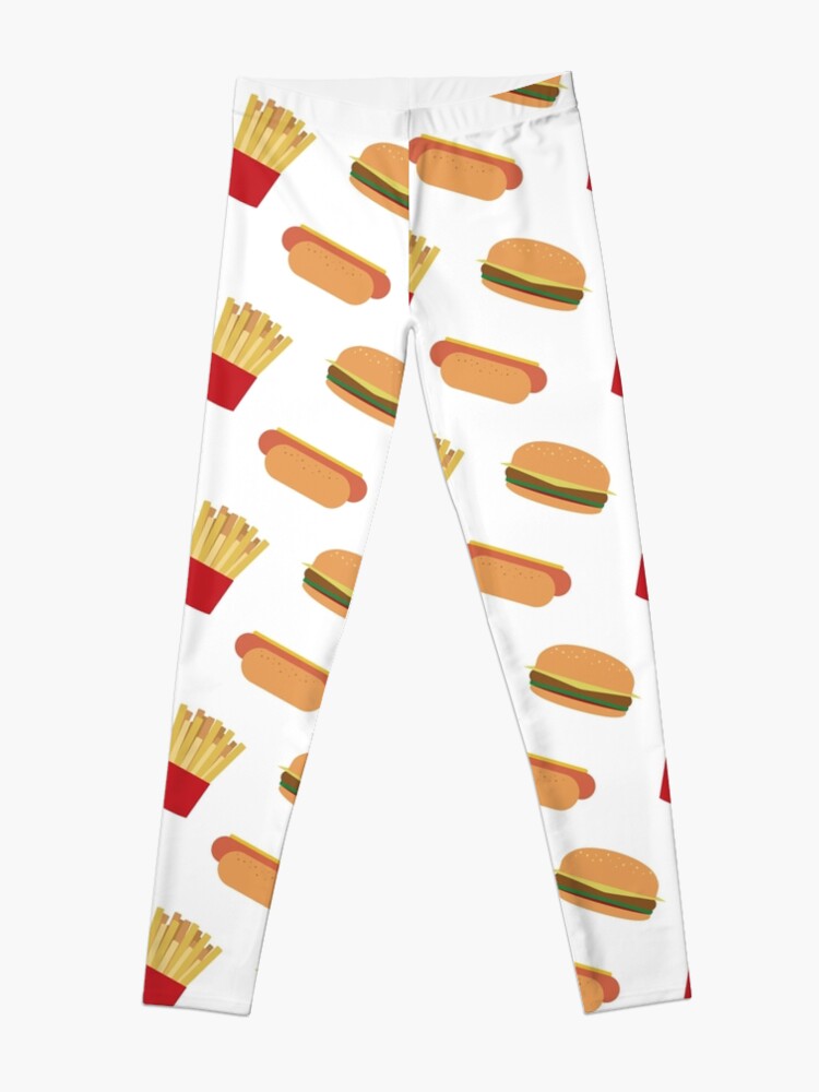 Discover Hotdogs, Hamburgers And French Fries Pattern Leggings