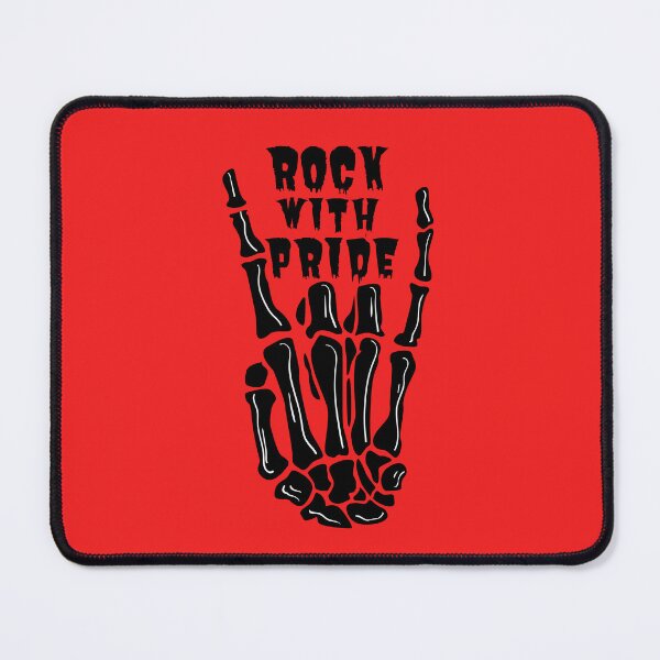 Item preview, Black Text Rock With Pride graphic, Skeleton Hand Rock With Pride, Halloween Tees, Horror T-Shirt, Spooky season T-Shirts designed and sold by PrideBeProud.