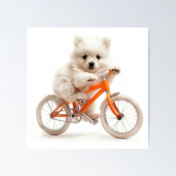 Item preview, El pequeño y lindo Chao Chao andando en la bicicleta naranja designed and sold by Samonshop.