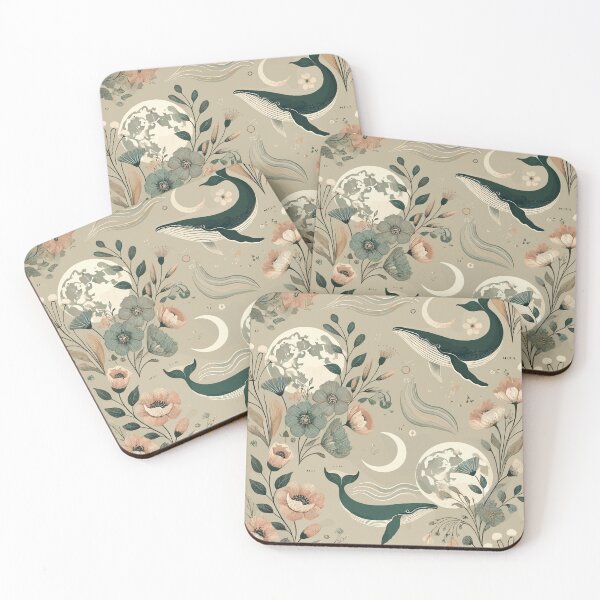 Item preview, Boho Celestial Whales Flowers Pattern designed and sold by RayCrimson.