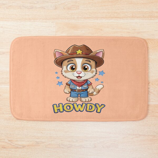 Item preview, Howdy Cowboy Cat Kids Cartoon Design designed and sold by Text2tee.