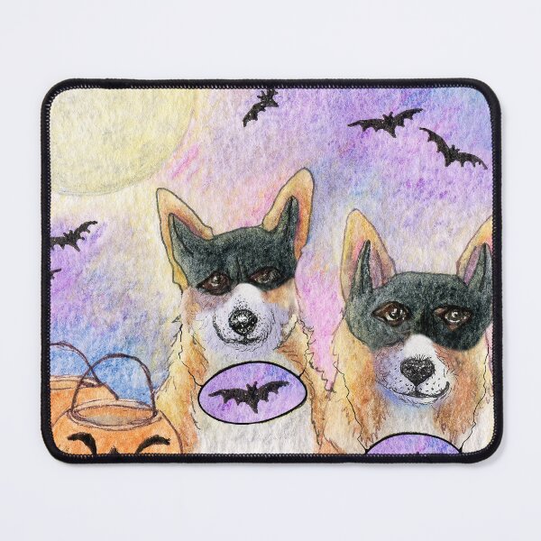 Item preview, Corgi dogs in Halloween costume with their trick or treat pumpkin pails designed and sold by SusanAlisonArt.