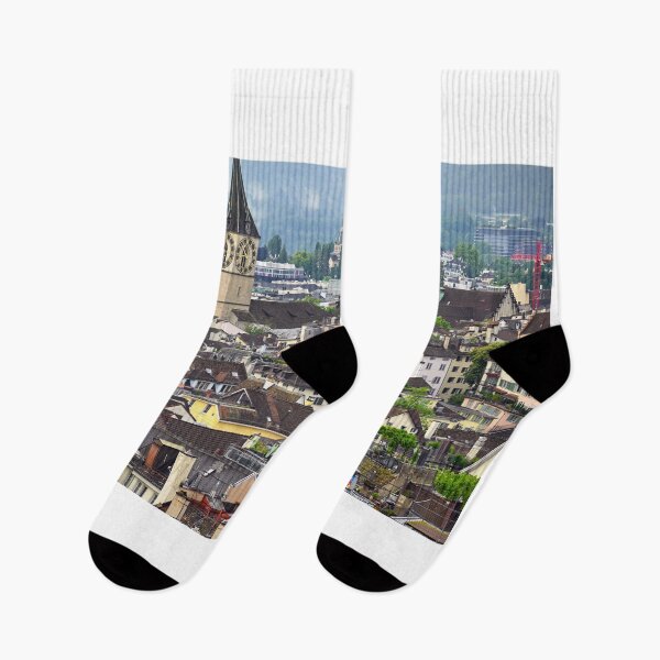 Item preview, Old houses and St. Peter church clock tower in Zurich skyline, Switzerland designed and sold by goceris.