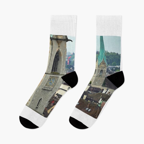 Item preview, Church clock towers in Zurich skyline, Switzerland designed and sold by goceris.