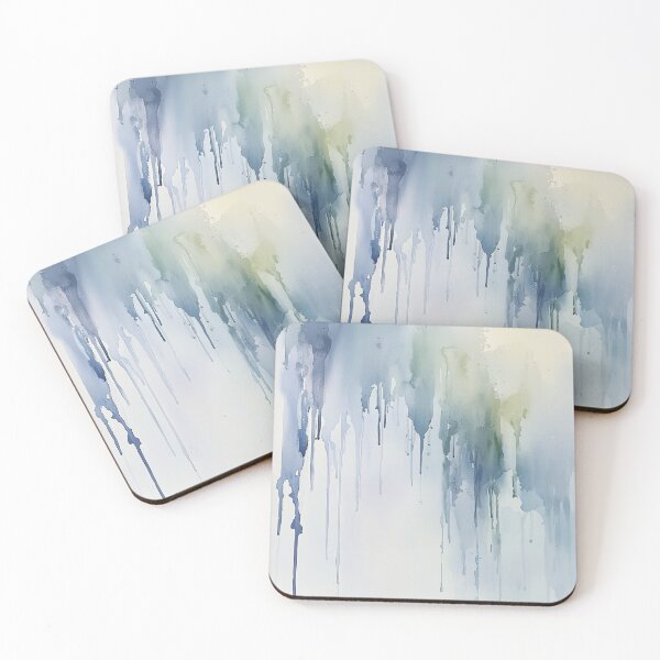 Item preview, Abstract Frost Patterns on a Windowpane – Minimalist Winter Watercolor Art designed and sold by solynneart.