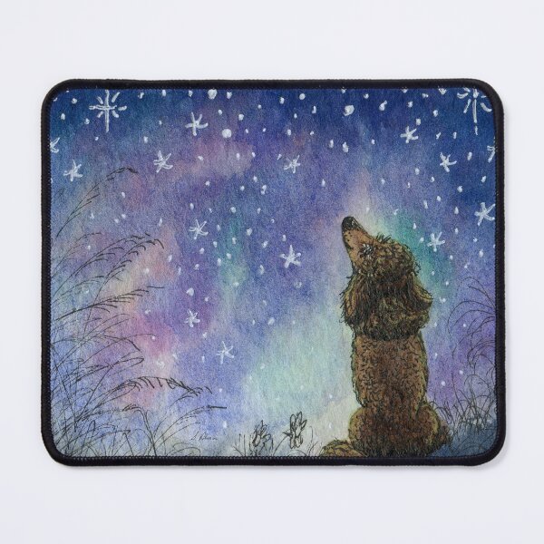 Item preview, Poodle dog gazing at starry night sky, looking for inspiration designed and sold by SusanAlisonArt.