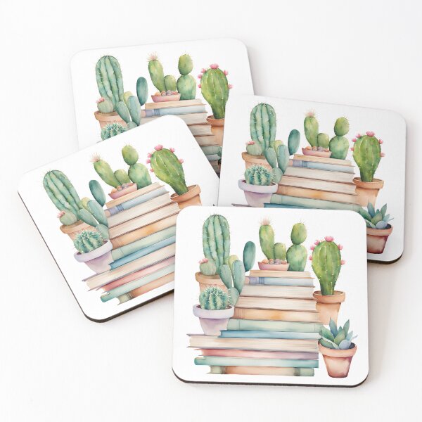 Item preview, Cacti in pots on books, I love books and cacti,  vintage books,  designed and sold by KolorellaS.