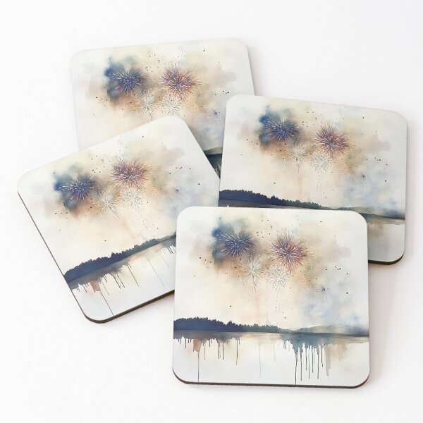 Item preview, New Year’s Eve Fireworks Display – Watercolor Night Sky Celebration designed and sold by solynneart.