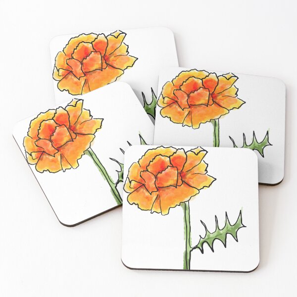 Item preview, Marigold sketch illustration orange flower designed and sold by KatieCrommett.