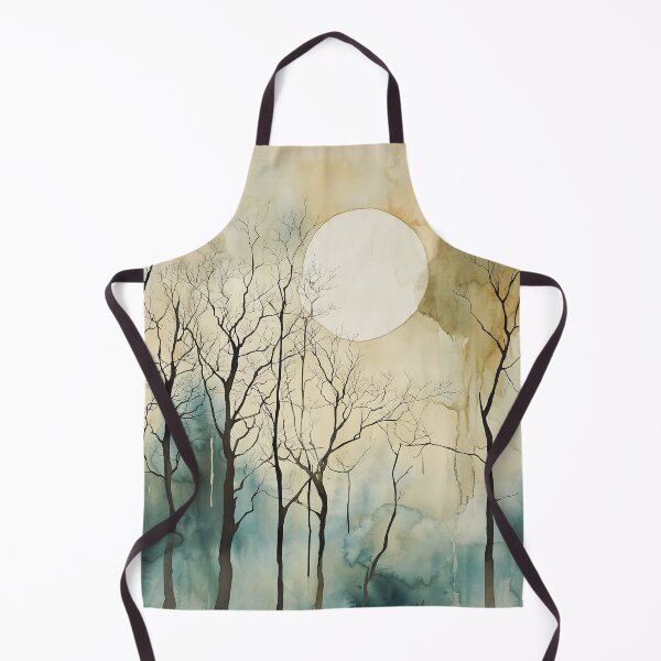 Item preview, Bosque iluminado por la luna con árboles desnudos – Paisaje nocturno en acuarela designed and sold by solynneart.