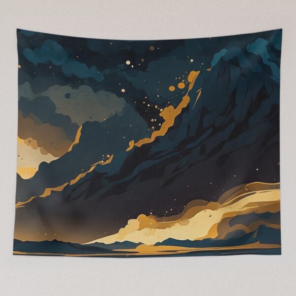 Item preview, Celestial Peaks Under Golden Twilight Sky designed and sold by ArtComixHaven.