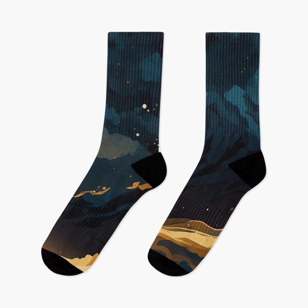 Item preview, Celestial Peaks Under Golden Twilight Sky designed and sold by ArtComixHaven.