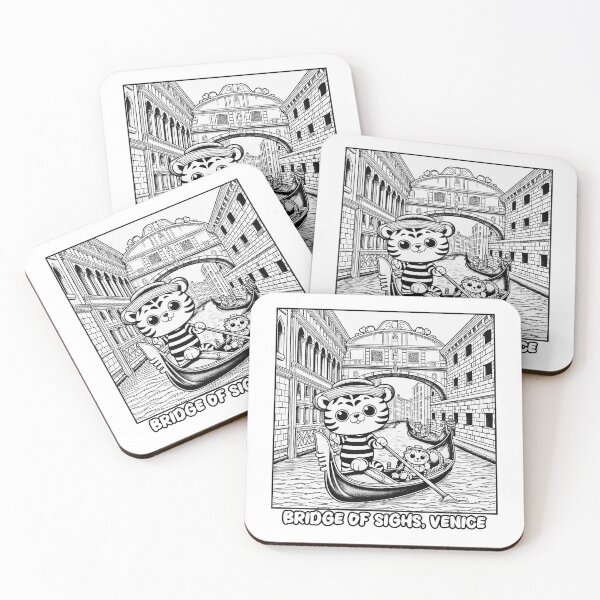 Item preview, Kawaii Tiger Gondoliers: Venice Bridge of Sighs Cartoon designed and sold by ExtraMessages.