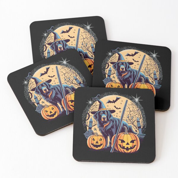 Item preview, Halloween Golden Retriever Witch Pumpkins Starry Night designed and sold by AsTrooArts.